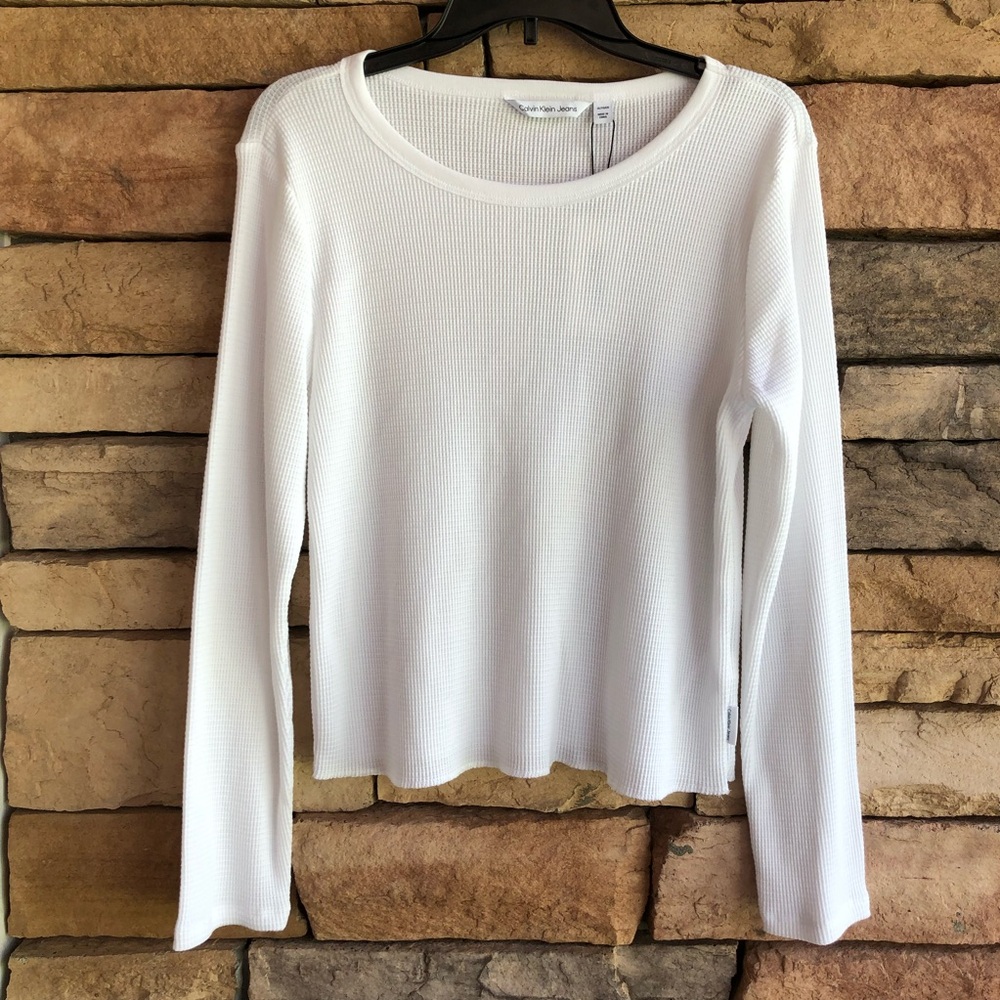 Calvin Klein white thermal long sleeve top NWT Women XL